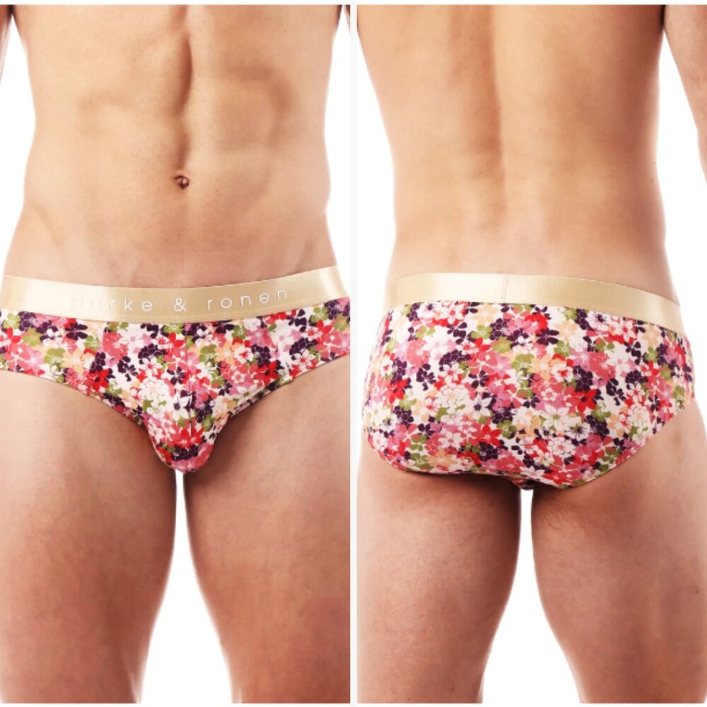 Parke & Ronen - Print Low Rise Brief - Pink Camelia (M) - Picture 2 of 7